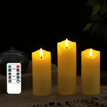 Светодиодные свечи на батарейках типа АА с дистанционным управлением, беспламенные Бездымные Новогодние Реалистичные Декоративные свадебные светильники