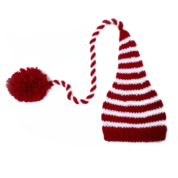 Красная Рождественская Шляпа Xmas Festival Party Новогодний Реквизит для Вязания Крючком Новорожденного ребенка