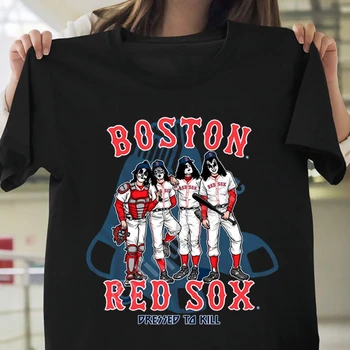 Бейсбольная футболка Kiss Band Red Sox, Размер S-4XL LI250