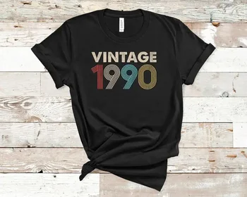Винтаж 1990 года в стиле ретро, подарок на 33-й день рождения, рубашка на день рождения, хлопковая женская одежда, футболка с круглым вырезом и коротким рукавом для девочек