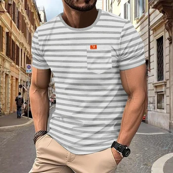 Летняя мужская новинка 2024 года, удобная и дышащая повседневная простая футболка с круглым вырезом и короткими рукавами.