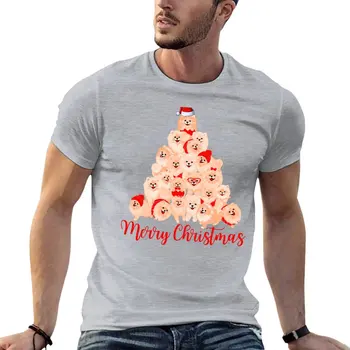 Рождественская елка по-померански, Веселая Рождественская футболка по-померански, блузка, футболка большого размера, тренировочные рубашки для мужчин