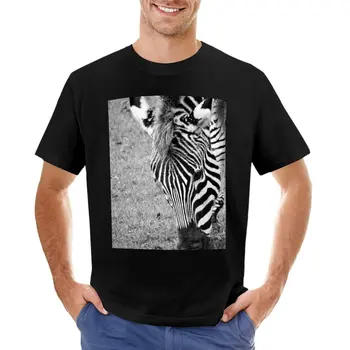 пасущаяся зебра 2 черно-белая футболка Эстетическая одежда футболки для тяжеловесов мужские хлопчатобумажные футболки