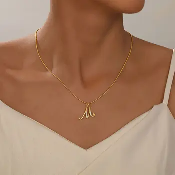Золотые ожерелья с подвеской в виде начальной буквы A-Z для женщин, мужчин, Новая мода, Металлическая персонализация, Колье с цирконом, Ювелирный подарок