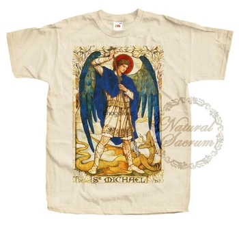 Католическая натуральная футболка Saint Michael Archangel V38 Tee Винтажных размеров S - 5XL