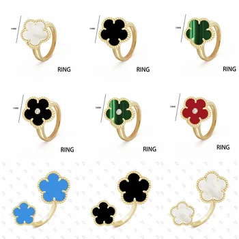 Классическое кольцо с четырехлистным клевером/пятилистным цветком из натурального камня, очаровательное для женщин, девочек, свадебных украшений, подарков, бесплатная доставка