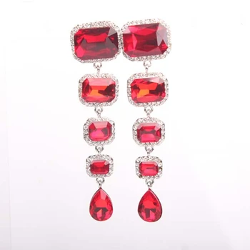 Роскошные серьги с драгоценными камнями из красного хрусталя, модные женские серьги крупного бренда в высоком ключе