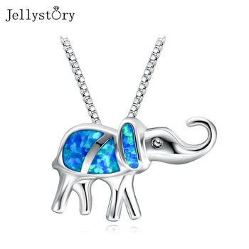 Женское модное ожерелье Jellystory, ювелирные изделия из серебра 925 пробы, подвеска в виде слона, голубой опал, уникальные свадебные украшения pandent оптом 2021