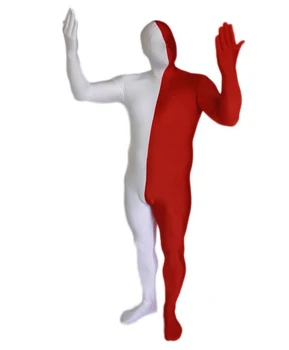 Раздельное Боди Унисекс из Спандекса Zentai costume party Комбинезон-Комбинезон Многоцветный Белый и красный