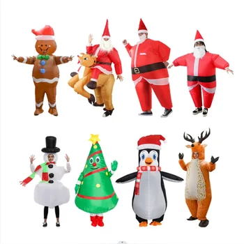 Рождественские Забавные Надувные Костюмы Пряничный Человечек Санта Клаус Лось Снеговик Дерево Пингвин Взрослый Ребенок Хэллоуин Карнавальная Вечеринка