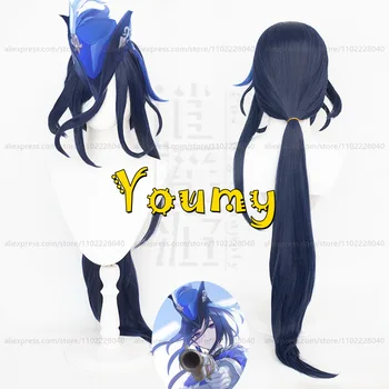 Парик Клоринды Фонтейн Косплей 100 см длиной темно-синий парик Косплей Аниме Косплей Парики Термостойкий синтетический парик