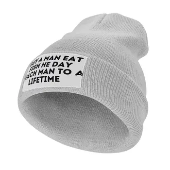 Купи мужчине Рыбу, Которую он ест Каждый день, Научи мужчину жизни Вязаная шапка Джентльменская Шляпа Винтажная шляпа Мужская Женская
