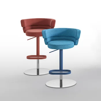 Итальянский простой современный барный стул из нержавеющей стали, дизайнерский барный стул для офиса продаж высокого класса, который может поднимать и вращать обеденный бар chai