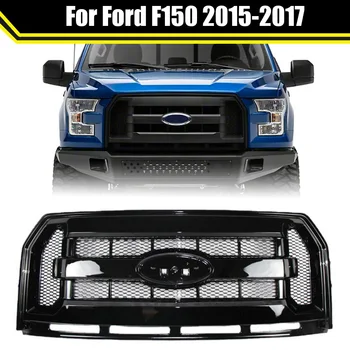 Модифицированная решетка из светодиодной сетки для Ford F150 2015 2016 2017 Глянцевый Черный Передний капот, Верхняя часть бампера, гоночные решетки, Решетка радиатора
