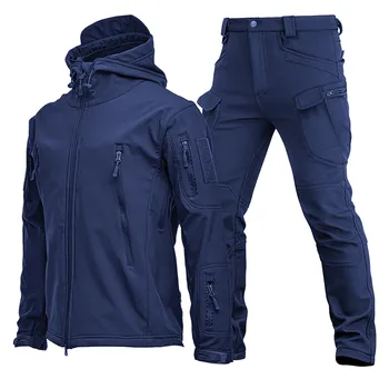 Мужская флисовая уличная мягкая куртка Hardshell, однотонная и камуфляжная ветрозащитная и непромокаемая куртка и брюки