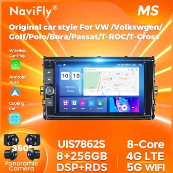Navifly UIS7862S Android 13 Автомобильный Радио Мультимедийный плеер GPS Carplay 4G WIFI для Фольксваген Гольф Поло Бора Пассат Т-РОКТ-Кросс