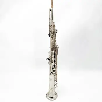Серебряный 802 профессиональный сопрано-саксофон Си-бемоль с односторонней структурой Французский инструмент ручной работы с резным рисунком саксофон сопрано