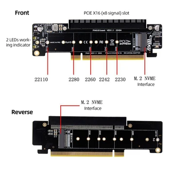 PCIe X16 - X8 + X4 + X4 Плата расширения Riser Card Расширенная карта PCIE4.0 Входные порты M.2 NVMEx2 Поддерживают 2280/2260/2242/2230 SSD