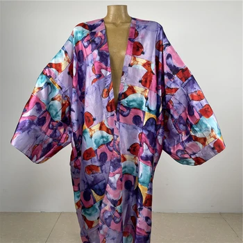 Новое кимоно-накидка, новое летнее Бикини с принтом в стиле бохо, Элегантный модный Кардиган, сексуальное Праздничное платье макси с длинными рукавами и кисточками