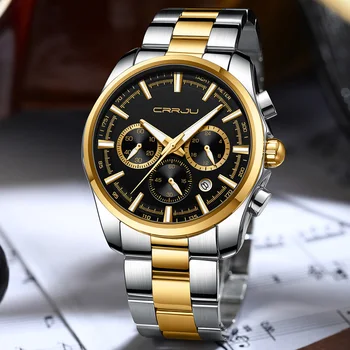 CRRJU Мужские часы Роскошные Японские кварцевые часы для мужчин силиконовые водонепроницаемые мужские наручные часы Relogio Masculino 2023