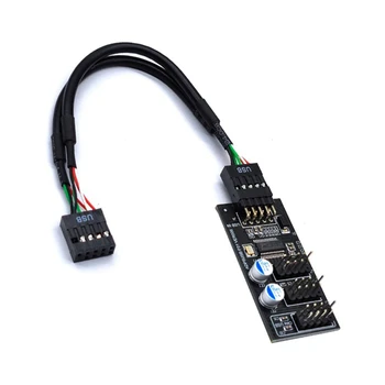 9-контактный разъем USB-концентратора, USB-разветвитель от 1 до 3 USB2.0, 9-контактный кабель для водяного охлаждения для RGB LED Проверки скорости вращения вентилятора, прочный