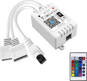 Умный RGB WiFi светодиодный контроллер с 2 выходами для 4-контактной RGB светодиодной ленты, Работающий с Alexa/Google Assistant, ИК-пультом дистанционного управления голосом/приложением