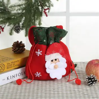 Новый Рождественский Мешок Санта Клауса, Детские Рождественские Подарки, Сумка для конфет, Изысканный Льняной Рождественский мешок для конфет с принтом Санта Клауса
