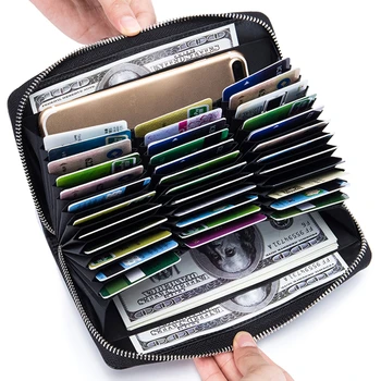 Кожаный женский мужской кошелек, длинный клатч для телефона, держатель кредитной карты, Противоугонная обложка для паспорта, деловой кошелек