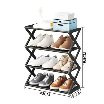Простая Х-образная вешалка для обуви в быту, многофункциональный шкаф для обуви из двухслойных стальных труб в сборе, студенческое общежитие