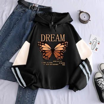 Толстовки с рисунком Butterfly DREAM Fshion для женщин и мужчин, Лоскутные Y2k, Готический пуловер с капюшоном, Мягкая повседневная толстовка Harajuku