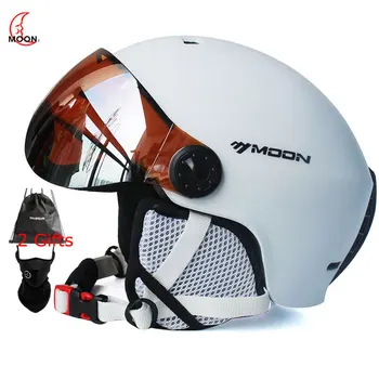 Высококачественный Лыжный шлем MOON с Защитными очками Из Цельнолитого ПК + EPS Лыжный Шлем Для занятий спортом на открытом воздухе Лыжи, Сноуборд, Скейтборд-Шлемы