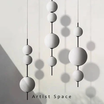 Современный стеклянный шар в скандинавском стиле, светодиодный подвесной светильник для спальни, прикроватной тумбочки, столовой, кухни, Черно-белый декор, люстры
