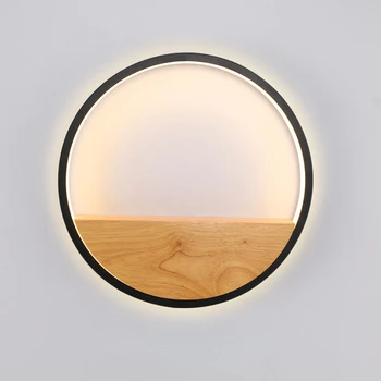 Современный светодиодный деревянный настенный светильник, оригинальность Северной Европы, круглое настенное освещение, индивидуальность, прикроватная тумбочка, настенный светильник для лестницы в спальне