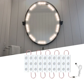 Полоса света для зеркала для макияжа USB 5 В, Туалетный столик, лампа для ванной комнаты, лента подсветки, Светодиодная гирлянда для макияжа, домашний декор