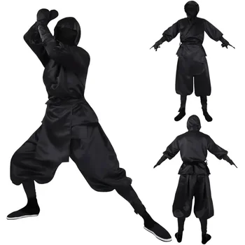 Костюмы на Хэллоуин Японский мужской Черно-белый костюм Ниндзя для косплея Костюм для выступлений