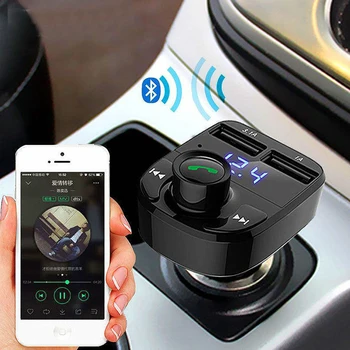 Автомобильный Bluetooth 5.0 FM-передатчик MP3-модулятор, плеер, Беспроводной автомобильный комплект громкой связи, аудиоприемник, быстрое зарядное устройство с двумя USB-портами