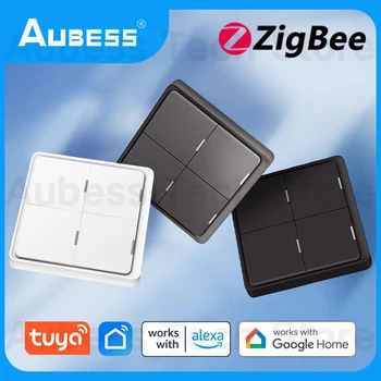 AUBESS ZigBee Smart Switch Tuya Smart Life Wireless Scene, настенный выключатель, кнопочный контроллер, 1/2/3/4 Gang, Автоматизация жилых помещений.