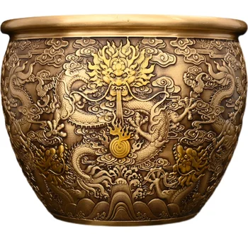 Медный чан, чистая медь, большой, чан-музей дворца Байфу, горшок с сокровищами для богатства, украшения, Пепельница, подарки для украшения офиса