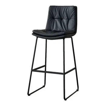 Nordic light роскошный барный стул из нержавеющей стали, табурет для кафе, кожаная мягкая сумка со спинкой, магазин молочного чая