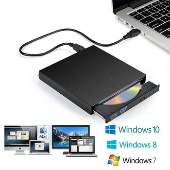USB 2.0 Тонкий Портативный Внешний DVD-Оптический Привод CD/DVD-ROM CD/DVD-RW Проигрыватель, Устройство для записи Slim Reader Recorder для Windows Mac OS