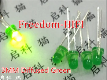 100шт F3 3 мм Зеленый Круглый Сверхяркий Светодиодный Свет LED рассеянный Обычный Зеленый /Желто-Зеленый YG 565-570nm