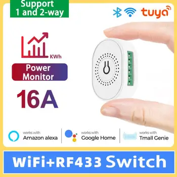 Bluetooth Wifi Rf433 Diy Умный Дом Tuya Голосовая Работа С Amazon Google Home Smart Breaker 16a 2-полосное Управление Мини-приложением Control