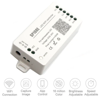 SP108E светодиодный SPI Wifi пиксельный IC контроллер с помощью приложения для смартфона для WS2812B WS2813 SK9822 SK6812 RGBW APA102 LPD8806 Strip DC5-24V