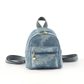 Мини-брендовый дизайнерский джинсовый женский рюкзак, модная простая школьная сумка, дорожная сумка, модные двойные сумки через плечо, рюкзак с верхней ручкой