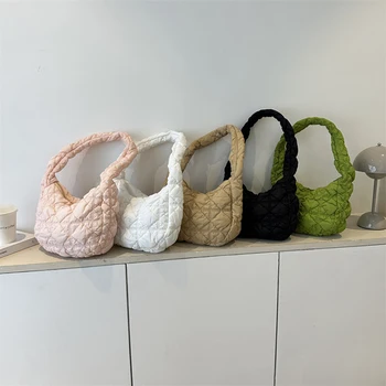 Женская пухлая сумка-тоут, модная пузырчатая сумка через плечо, универсальная сумка для подмышек с подкладкой, повседневная Мягкая сумочка для девочек