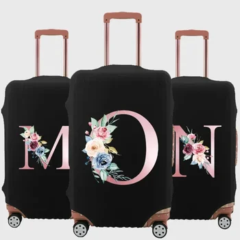 Защитный чехол с розовым цветочным буквенным принтом, эластичный чехол для багажа, пылезащитный чехол для чемодана 18-32, Нанесенный на чемодан